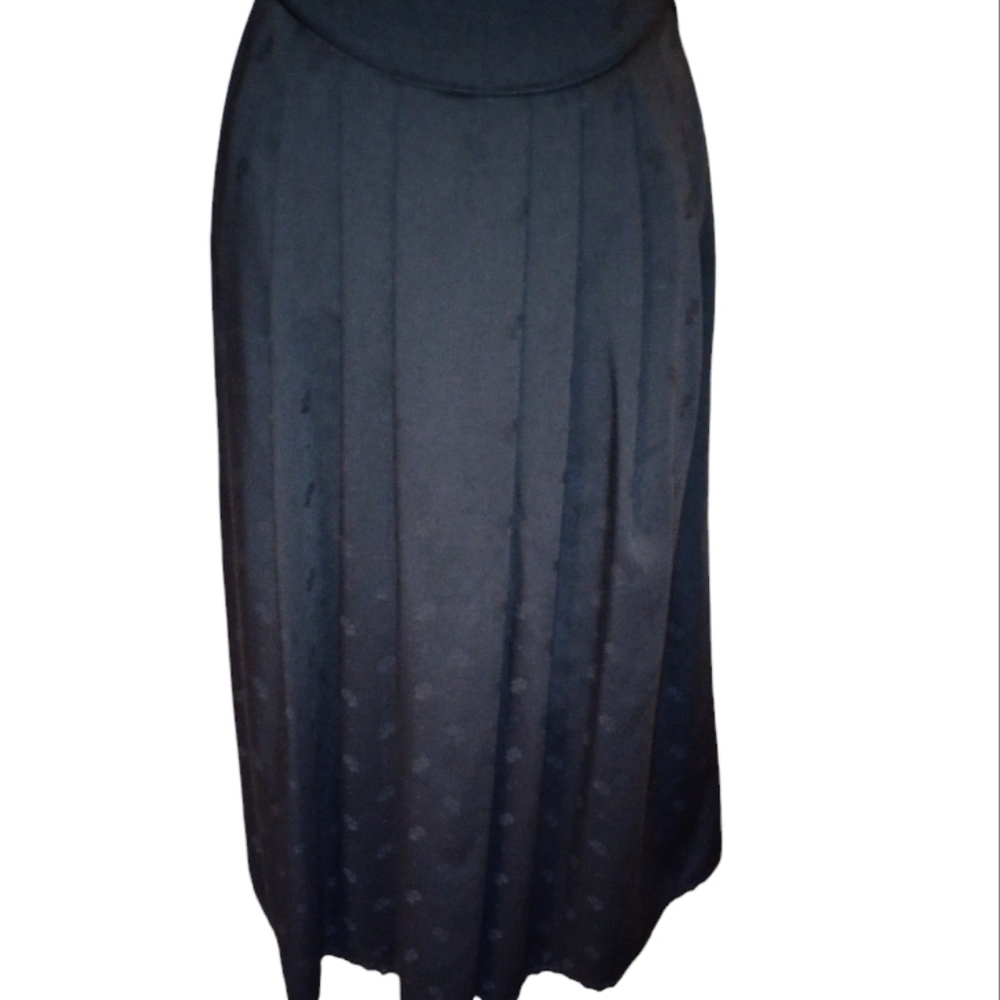 Wool Black Pleated Skirt Fully lined Pockets Vintage Sz 6 - Picture 13 of 16